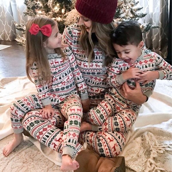Julpyjamas Matchande familj Pyjamas Set Mamma Pappa Barnkläder Look Outfit Baby Flicka Kläder Sovkläder Baby-9M