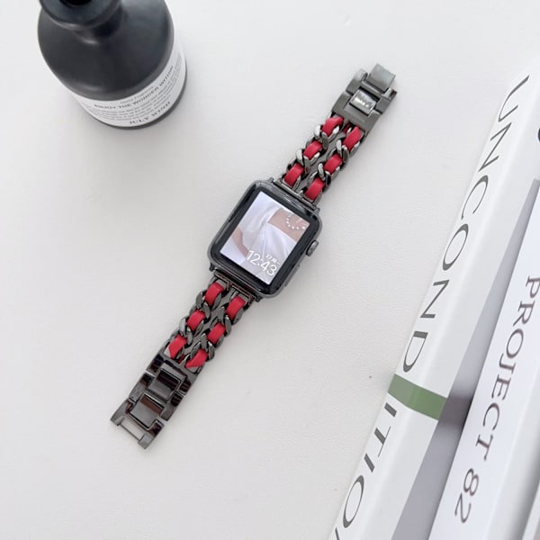 Kellon ranneke Apple Watch iWatch 38/40/41mm musta+punainen