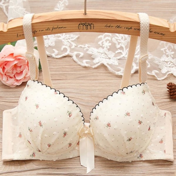 BH'er til Kvinder Messing Push Up BH Sømløs Bralette Polstret Indpakket Sløjfe Sling Åndbart Undertøj Khaki 36/80AB