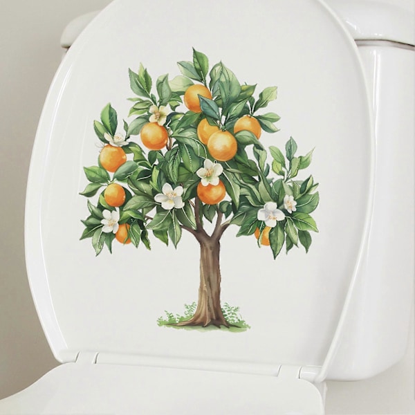 Appelsiinipuun Kukka WC-tarra Irrotettava Itseliimautuva Vedenpitävä PVC Olohuoneen Kylpyhuoneen Seinätaide WC-kannen Koriste Tarra Jikaix