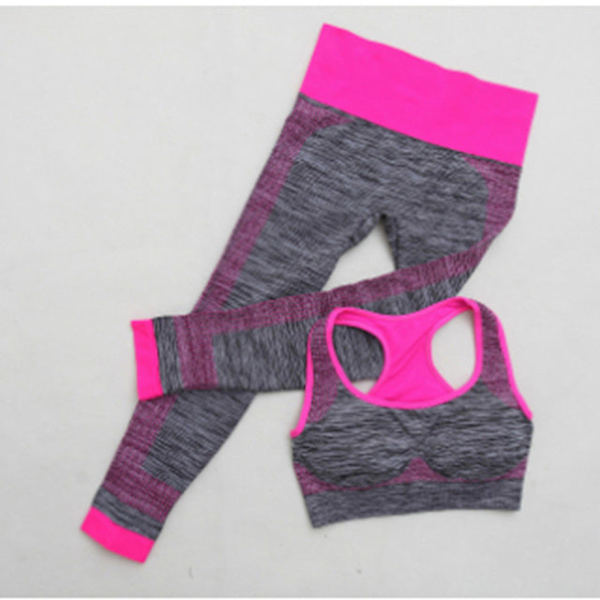 Yoga Set Crop Tops + Yoga Leggings Fitness Gym Löparkläder För Kvinnor B pink S