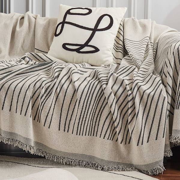 Universellt Dubbelsidigt Chenille Norr Halkfritt Heltäckande Universellt Sofföverdrag Heltäckande Överdrag Coffee color line cover cloth 180*230