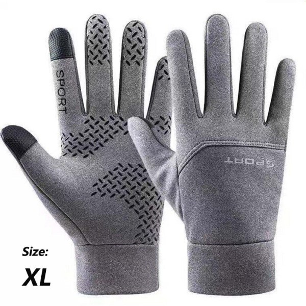 Nya Vinterhandskar Motorcykel Skidhandskar Klätterhandskar Utomhus Cykling Vattentäta Anti-halk Plysch Tjocka Varma Vantar Handskar För Män XL-gray 19-23cm