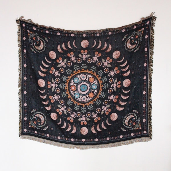 Nordisk Pläd Filt för Säng Sofföverdrag Vardagsrumsinredning Sofffilt Fritidsöverkast Utomhus Camping Picknickmatta Boho Tapestry XT1201-4 130X160cm