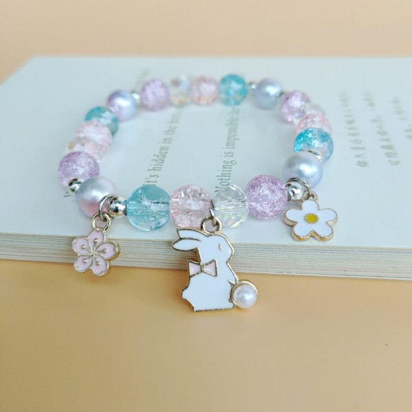 Sött Tecknat Min Melodi Barn Pärlarmband Kristall Kvinnligt Par Student Flickvänner Present Färg Armband Tillbehör 07 little pink rabbit