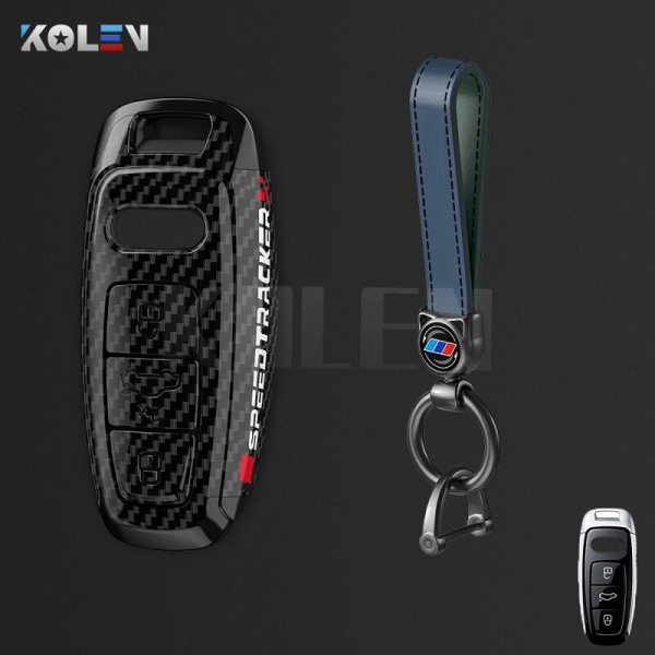 ABS Kolfiberstil Bilnyckelfodral Skal Fob För A3 A4 A5 C5 C6 8P 8L B6 B7 B8 Q3 Q5 Q7 A6 A7 4M 8S B9 A8 Q8 C8 TT C set 3