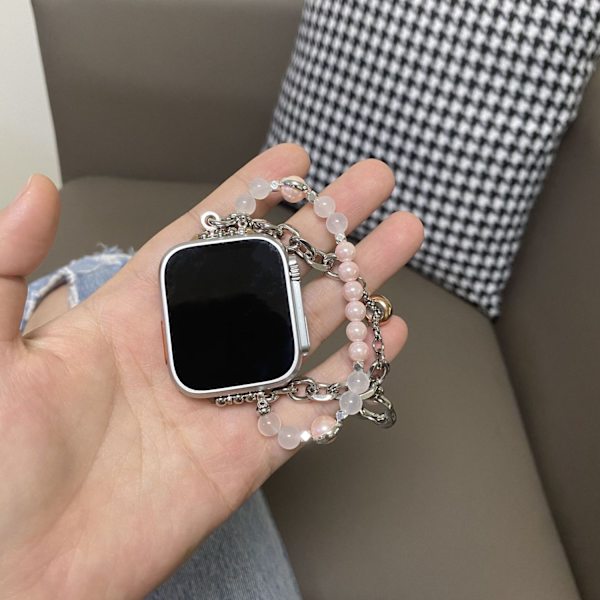 Urrem til Apple Watch iWatch til 38/40/41/s10 generation 42mm pinkt hjerte perle