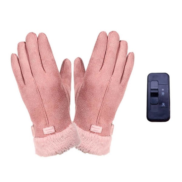 Dam Fullfingerhandskar USB-laddning Värmehandskar 3D Ergonomi Dam Värmande Handskar Utomhuscykling Elektriska Handskar on off version As  photo