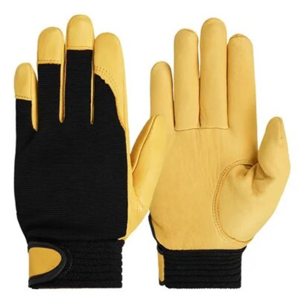 Arbetshandskar läder arbetare svetsning säkerhetsskydd trädgård sport motorcykel förare slitstarka handskar yellow 1 XL