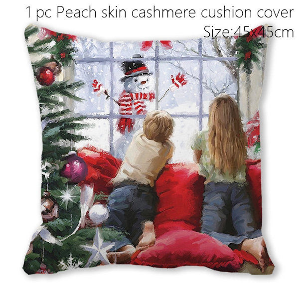 Jultomten Jul Dörrmatta Kuddfodral Juldekorationer för Hemmet 2023 Navidad Ornament Julgransprydnader Nyårspresenter Pillowcase - B012