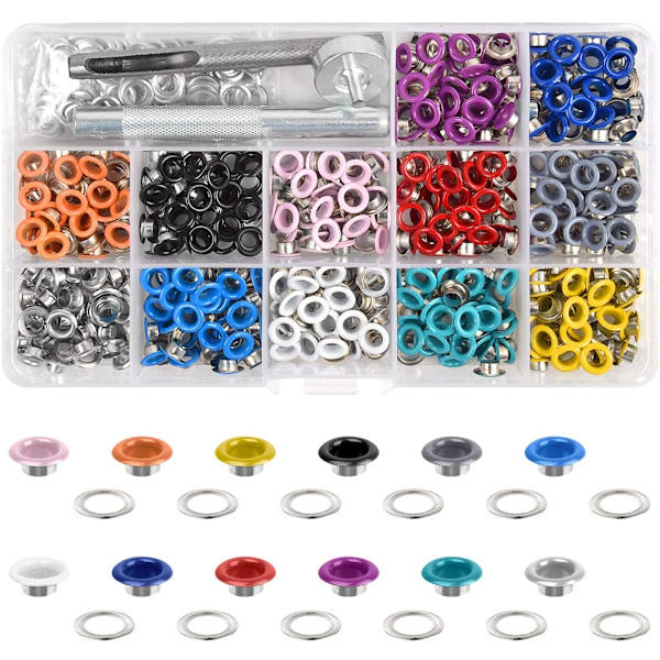 540 Sarjaa 5mm Metallinen Purjerenkaan Niitti Aluslevyllä Nahkatyö Korjaus Purjerenkaat Pyöreät Silmukat Vaatteille Kengille Laukulle Nahkatöille DIY 300pcs 10 colors