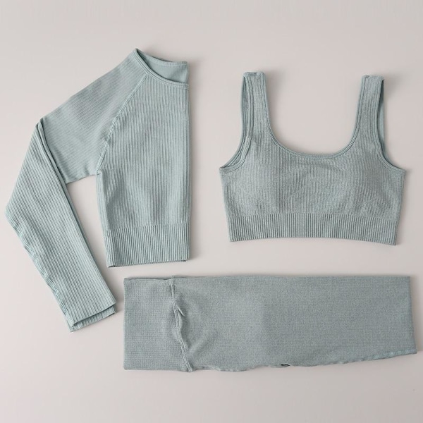 Yoga Set Dam Gym Kläder Kvinnlig Hög Midja Yoga Byxor Träningsdräkt Dam Fitness Kläder 3 Pcs Set Violet M