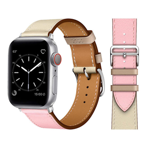 Läderarmband för Apple Watch band 44mm 45mm 42mm 41mm 40mm 38mm Single Tour klockarmband armband iWatch serie 3 4 5 6 SE 7 band 10 powder white For 42mm 44mm 45mm
