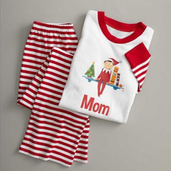 Julpyjamas Matchande familjepyjamas Vinter Varm Barn Vuxen Söt tomte Brevtryck Pyjamasset Sovkläder Nattkläder MOM XL