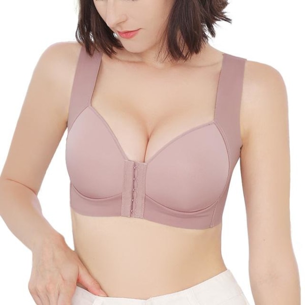 Sexiga BH:ar med Frontknäppning för Kvinnor Plus Size Underkläder Sömlös Push Up BH Väst Topp Sexig BH Beige 42C