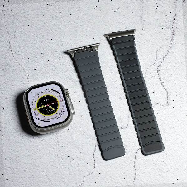Klockarmband för Apple Watch iWatch 42/44/45/49/46mm Svart med grå