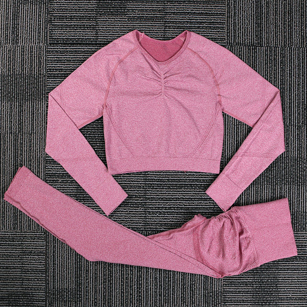 Yoga Set Träningskläder Sportset Gymkläder Toppar Och Leggings För Kvinnor Pink set M
