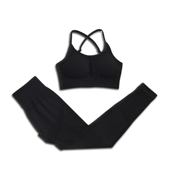 Joogasetti Kuntosalivaatteet Verryttelypuku Korkeavyötäröiset Housut Urheiluliivit Naisille Bra Pants-Black M