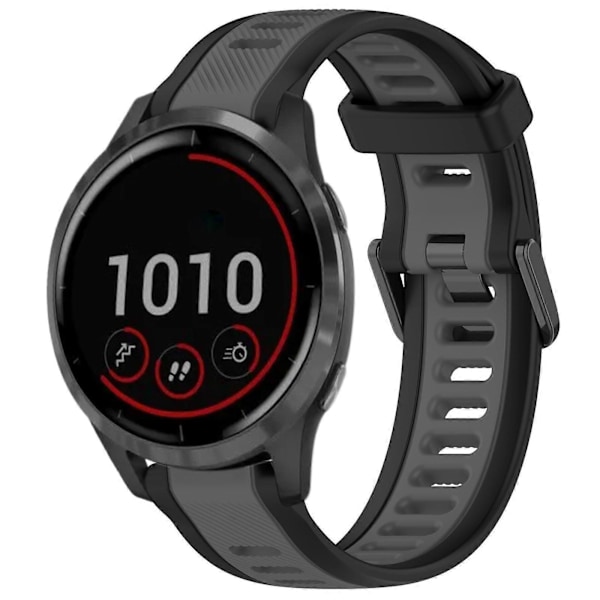 22mm Silikon Armband För Garmin Vivoactive 4 Grey Black