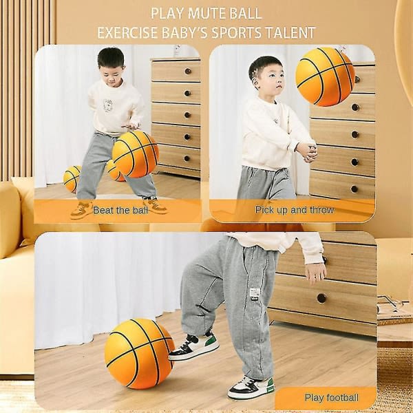 Handleshh Silent Basketball, tyst träningsboll inomhus obelagd hög elastisk - bule 18cm