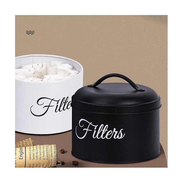Kaffe Filter Holder, Kurv Kaffe Filter Opbevaring Med Låg, Rund Kaffe Filter Beholder Til Tæller