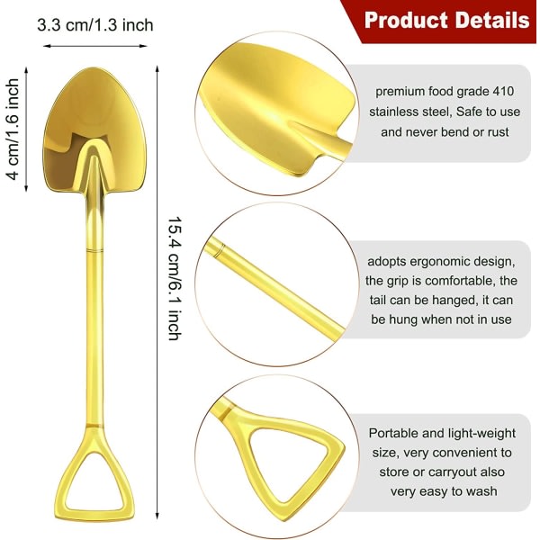 pieces gold spade shape spoons Stainless steel spade