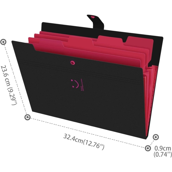 Expanderande filmappsplånbok Dokument A4-filmappsfickor med spänne för kontor, mapp med 5 fickor