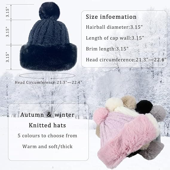 Stickade mössor för kvinnor, vinter, utomhus