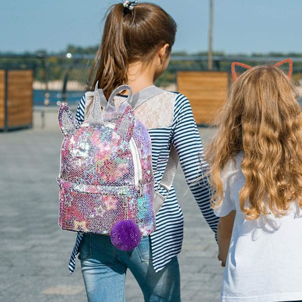 Jente Sequin Ryggsekk, Enhjørning Ryggsekk Jente Sequin Skoleveske For Jenter, Mote Og Holdbar Reise Ryggsekk For Barn, Jenter-A2