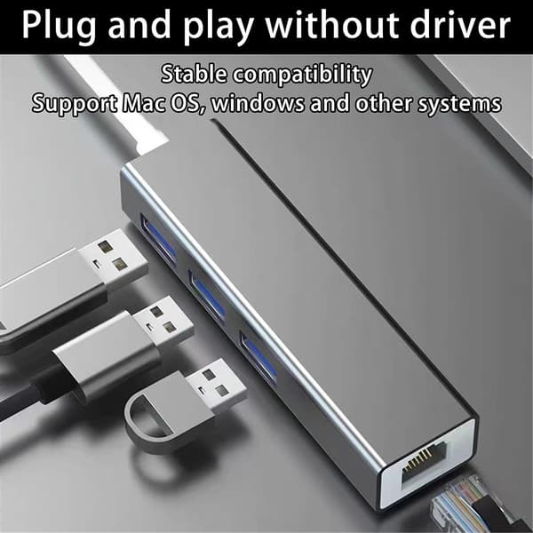 Black Friday Boxing Day USB til 1000 Mbps RJ-45 Docking Hub med 3 USB3.0-porte C-interface