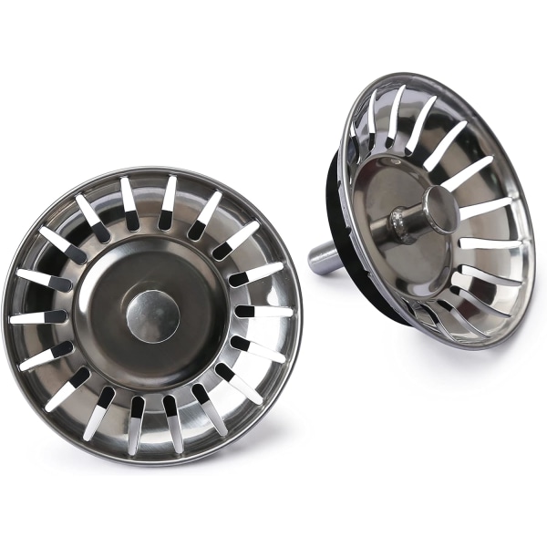 2 stk. Håndvask Si-prop Køkkenafløb Stop Propper Rustfrit Stål Håndvask Prop Udskiftning med 18 Huller Prop Håndvask Stop Vandtæt Håndvask Diameter 78mm