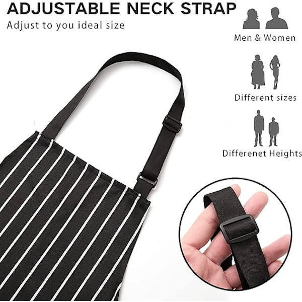 Förkläden för kvinnor med fickor Unisex Vuxna Matlagning Bakning Kök Kock Bomulls Förkläde Justerbar Bib