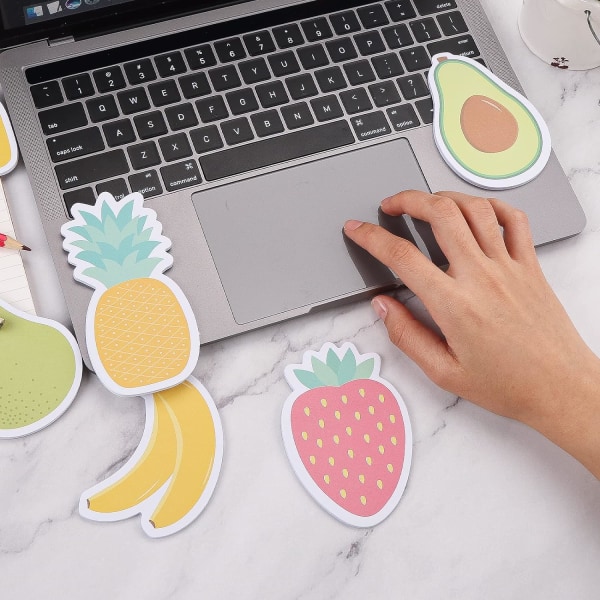 6 stk. frugtformet sticky notes frugtform markører tegneserie store selvklæbende memoblokke studerende hjemmekontor værelseskammerater gaver faneforsyninger 10 x 7 cm