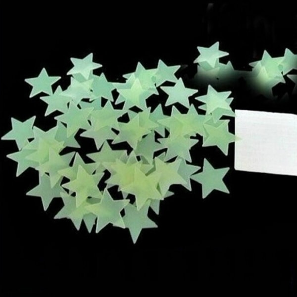 100 pak selvlysende stjerner dekorerer børneværelse loft væg dekoration selvlysende