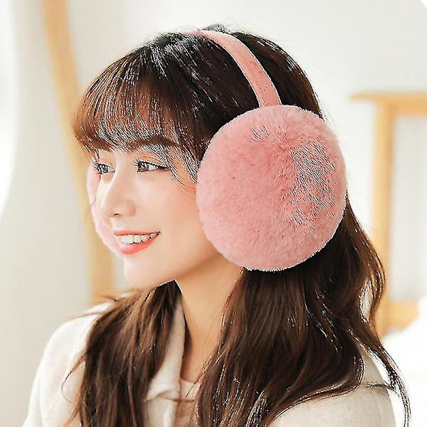 Fällbar öronvärmare Håll varm plysch unisex mjuk öronvärmare för utomhusbruk Light Pink