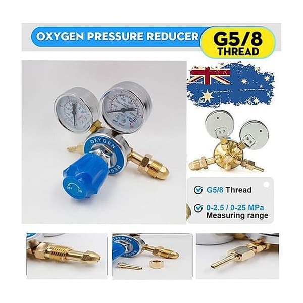Mellemstor messing trykregulator, messing ilt trykregulator, G5/8 gevind, 0-2.5/0-25(MPa)