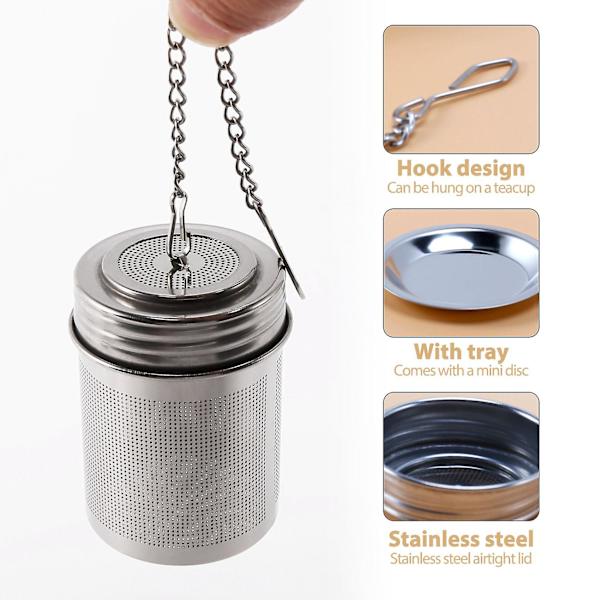Te-kuleinfuser - Teinfusere i rustfritt stål for løs te med kjede og skål - Ekstra fint nett
