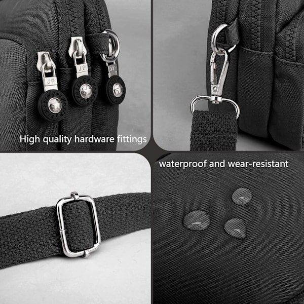 Liten Crossbody-väska i Nylon för Kvinnor, Mini Axelväska för Damer, Vattentät Lättvikts Telefonväska med Flera Fack