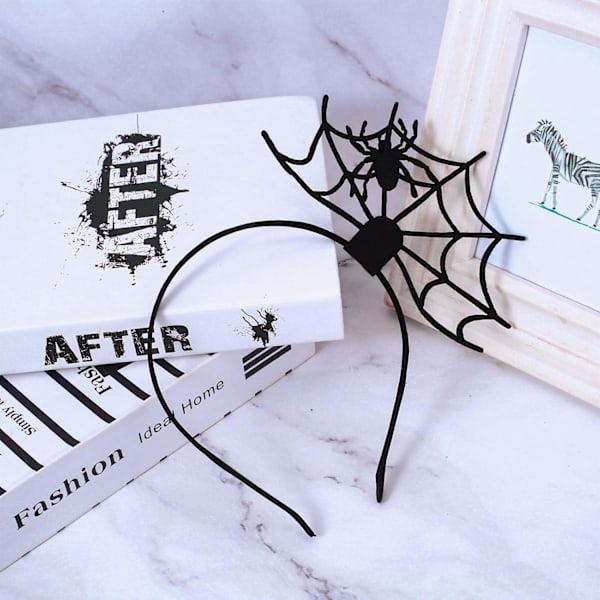 Halloween edderkoppnett hårbøyle, Halloween pannebånd edderkoppnett Fascinator svart edderkopp hodeplagg