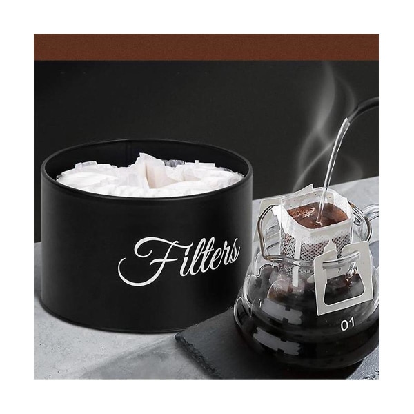 Kaffe Filter Holder, Kurv Kaffe Filter Opbevaring Med Låg, Rund Kaffe Filter Beholder Til Tæller