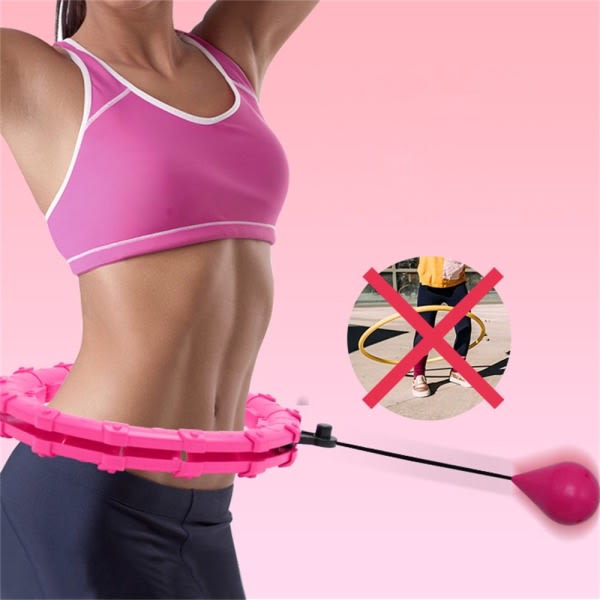 Vektet Smart Hula Hoop - Fitness Hoop med massasjeringer med 24 avtakbare segmenter - Rosa