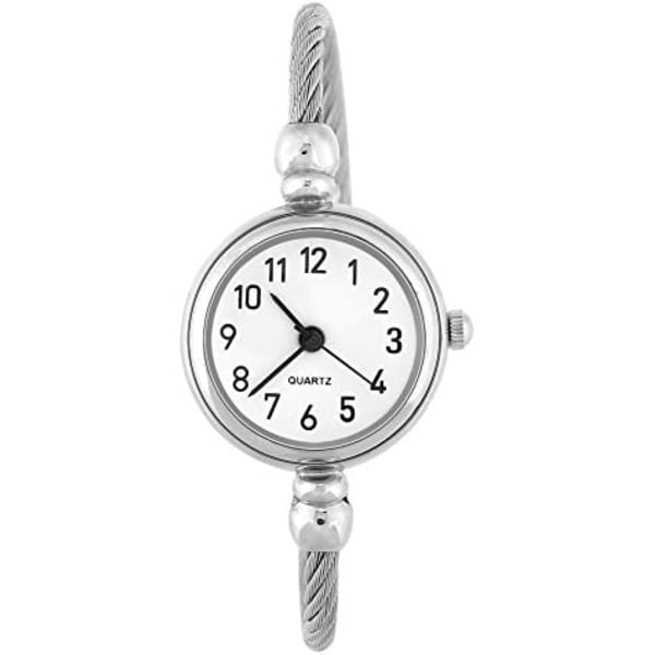 Kvinde Quartz Ure, Dame Analog Rund Legering Rem Åben Armbånd Wristwatch 3