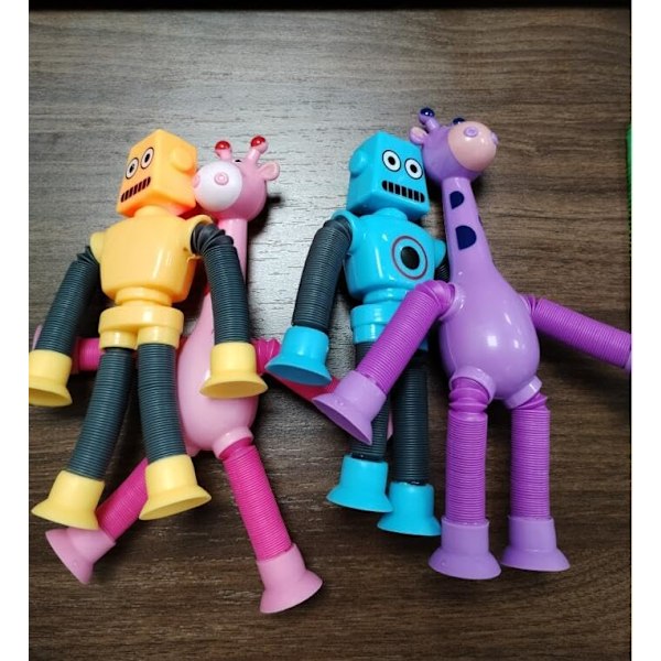 Teleskopisk sugekopp Giraff leketøy Robot leketøy Pop Tubes Fidget leketøy LED Fidget Tubes Sensoriske leker Form endring Sugekopp leker Dekompresjonsleketøy