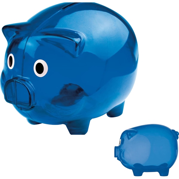 Suuri läpinäkyvä muovinen säästöpossu lahjaidea säästävä säästöpossu yksittäin tai tuplapaketissa 12,5 x 10 x 10 cm (2, sininen) Blue