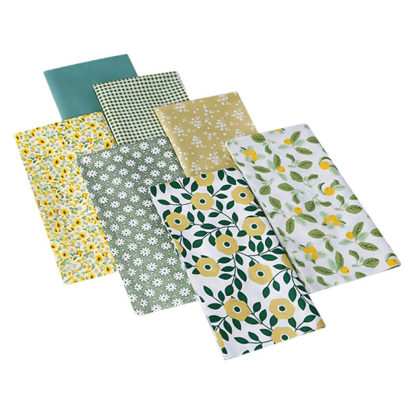 7 st Fat Quarter Fabric Bundle 100% bomull Quilting Patchwork Mixed Craft Green - 25*25cm