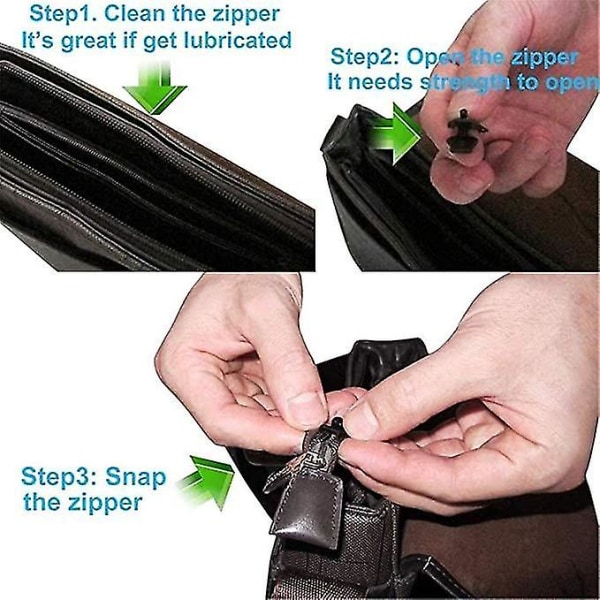 6-pak faste lynlåstrækkere - Reparation af lynlåsskyder, øjeblikkeligt lynlåssæt - Aftagelig erstatningstaske black