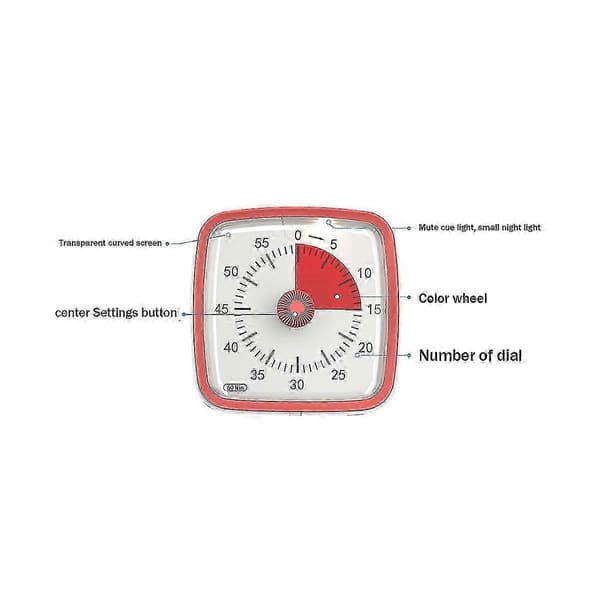 60-minutters timer, klasseværelsestimer, nedtællingstimer til børn og voksne, tidsstyringsværktøj til undervisning sort
