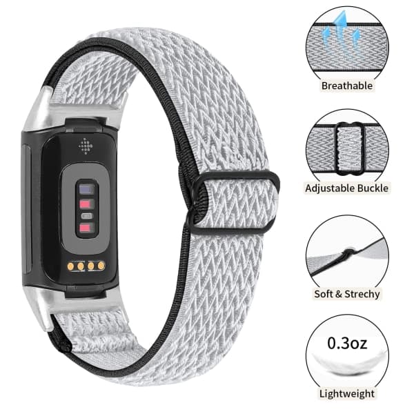 Fitbit Charge 5 ranneke Nylon Harmaa/Musta