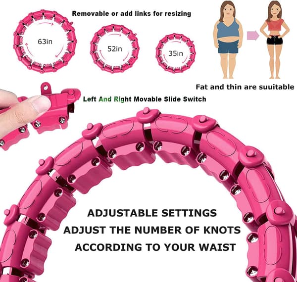 Smarte Hula Ring Hoops, Lilla 24 Knuder