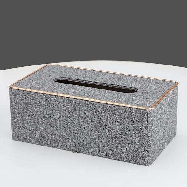 1 stk. Tissue Box Cover  Læder Rektangulær Tissue Box Holder til Hjem eller Kontor Gray